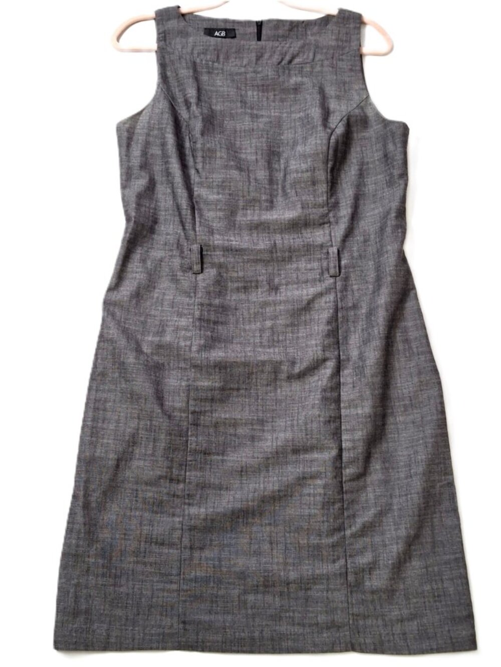 AGB Womens Sheath Dress Size 12 Gray Woven Princess Seams Back Zip